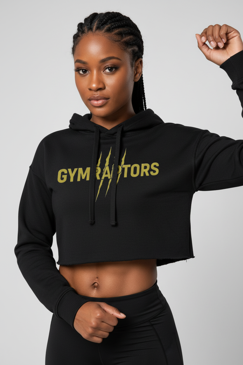 Basic Crop Hoodie-Black