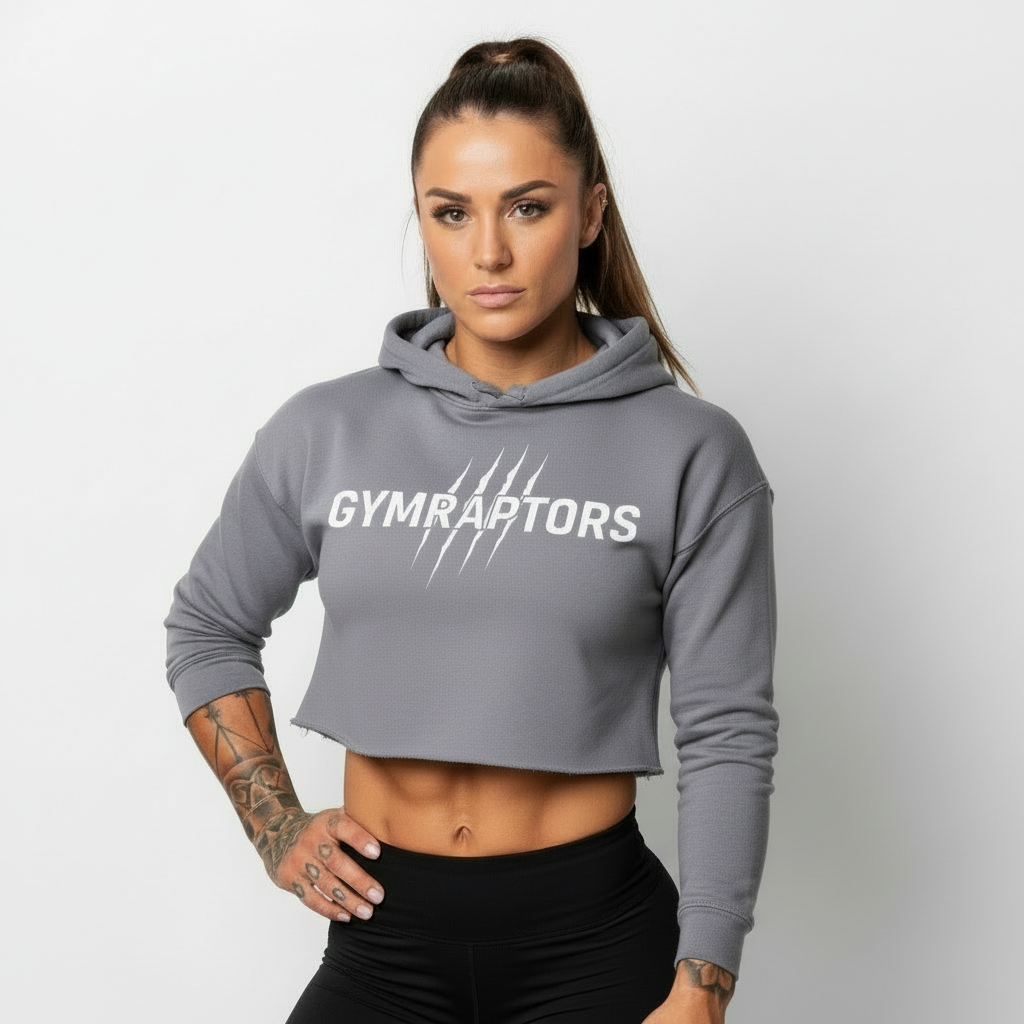 Basic Crop Hoodie-Storm